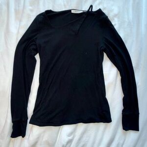 idem ditto black asymmetrical long sleeve top - size M